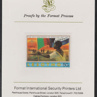 Lesotho 1982 75th Anniversary of Scouting- 50s Scout with Flag,imperf mounted on Format International Proof Card, as SG477