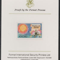 Nauru 1979 Christmas 7c Peace on Earth,imperf mounted on Format International Proof Card, as SG216