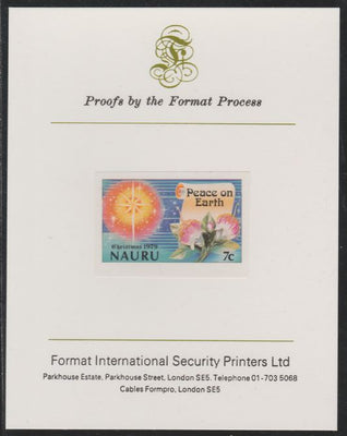 Nauru 1979 Christmas 7c Peace on Earth,imperf mounted on Format International Proof Card, as SG216