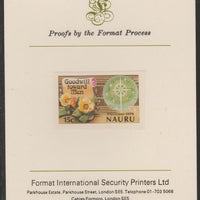 Nauru 1979 Christmas 15c Goodwill Toward Men,imperf mounted on Format International Proof Card, as SG217