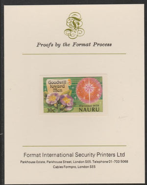 Nauru 1979 Christmas 30c Goodwill Toward Men,imperf mounted on Format International Proof Card, as SG219