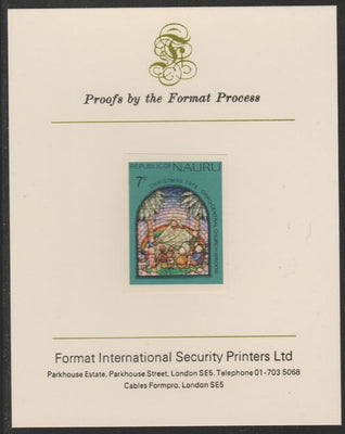 Nauru 1975 Christmas - Stained Glass Window,7c imperf mounted on Format International Proof Card, as SG140