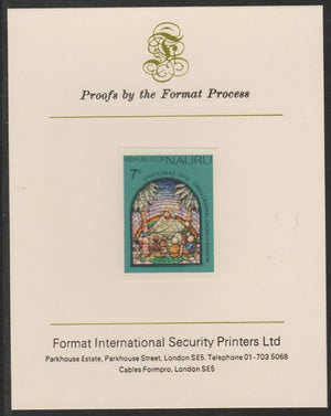 Nauru 1975 Christmas - Stained Glass Window,7c imperf mounted on Format International Proof Card, as SG140