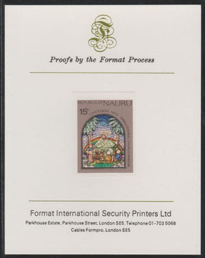 Nauru 1975 Christmas - Stained Glass Window,15c imperf mounted on Format International Proof Card, as SG141