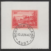 Norfolk Island 1947 Ball Bay 2.5d (SG 5) on piece with full strike of Madame Joseph forged postmark type 306