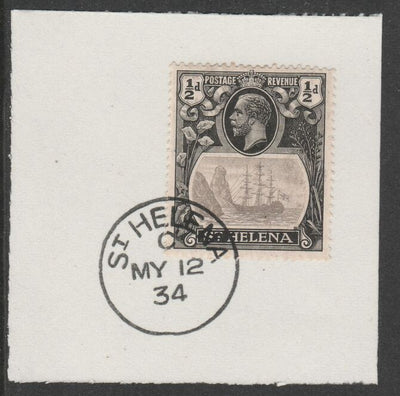 St Helena 1922-37 KG5 Badge Issue 1/2d (SG97) on piece with full strike of Madame Joseph forged postmark type 340