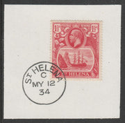 St Helena 1922-37 KG5 Badge Issue 1.5d (SG99) on piece with full strike of Madame Joseph forged postmark type 340