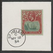 St Helena 1922-37 KG5 Badge Issue 5d (SG103) on piece with full strike of Madame Joseph forged postmark type 340