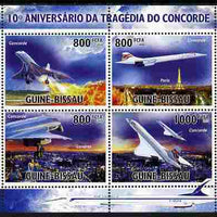 Guinea - Bissau 2010 Tenth Anniversary of Concorde Disaster perf sheetlet containing 4 values unmounted mint