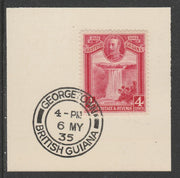 British Guiana 1931 KG5 Centenary 4c carmine (SG285) on piece with full strike of Madame Joseph forged postmark type 69