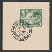 British Guiana 1934-51 KG5 Pictorial 1c emerald (SG288) on piece with full strike of Madame Joseph forged postmark type 69