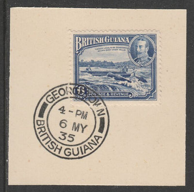 British Guiana 1934-51 KG5 Pictorial 6c ultramarine (SG292) on piece with full strike of Madame Joseph forged postmark type 69