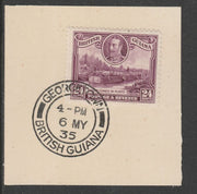 British Guiana 1934-511 KG5 Pictorial 24c purple (SG294) on piece with full strike of Madame Joseph forged postmark type 69