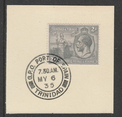 Trinidad & Tobago 1922-28 KG5,& Britannia 2d (SG222) on piece with full strike of Madame Joseph forged postmark type 421