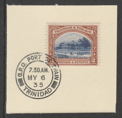 Trinidad & Tobago 1935-37 KG5,Pictorial 2c (SG231) on piece with full strike of Madame Joseph forged postmark type 421