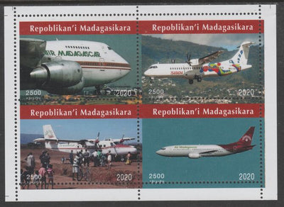 Madagascar 2020 Aircraft perf sheetlet containing 4 values unmounted mint. Note this item is privately produced and is offered purely on its thematic appeal, it has no postal validity