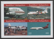 Madagascar 2020 Aircraft imperf sheetlet containing 4 values unmounted mint. Note this item is privately produced and is offered purely on its thematic appeal, it has no postal validity