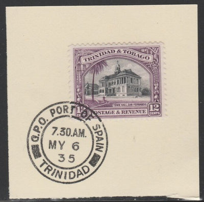 Trinidad & Tobago 1935-37 KG5,Pictorial 12c (SG235) on piece with full strike of Madame Joseph forged postmark type 421