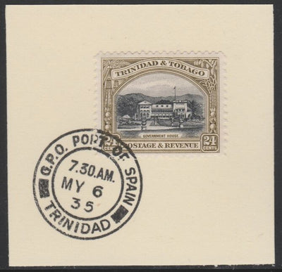 Trinidad & Tobago 1935-37 KG5,Pictorial 24c (SG236) on piece with full strike of Madame Joseph forged postmark type 421