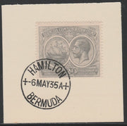 Bermuda 1920-21 KG5 Tercentenary (1st issue) 2d (SG 61) on piece with full strike of Madame Joseph forged cancellation type 61