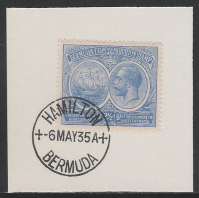 Bermuda 1920-21 KG5 Tercentenary (1st issue) 2.5d (SG 66) on piece with full strike of Madame Joseph forged cancellation type 61