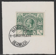 Bermuda 1921 KG5 Tercentenary (2nd issue) 1/2d (SG 75) on piece with full strike of Madame Joseph forged cancellation type 61