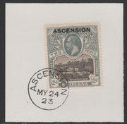 Ascension 1922 KG5 Overprint on 2d black & grey SG 4 on piece with full strike of Madame Joseph forged postmark type 19