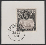 Ascension 1924-33 KG5 Badge 1/2d grey-black & black (SG10) on piece with full strike of Madame Joseph forged postmark type 20