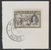 Nigeria 1936 KG5 Pictorial 5s black & olive, SG 43 on piece with full strike of Madame Joseph forged postmark type 302