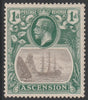 Ascension 1924-33 KG5 Badge 1d grey-black & blue-green showing Torn Flad Variety (Stamp 42) mounted mint SG 11b