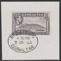 Gibraltar 1938-51 KG6 1.5d slate-violet on piece with full strike of Madame Joseph forged postmark type 188