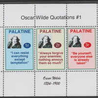 Palatine (Fantasy) Quotations by Oscar Wilde #1 perf deluxe glossy sheetlet containing 3 values each with a famous quotation,unmounted mint