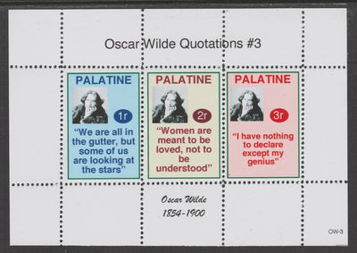 Palatine (Fantasy) Quotations by Oscar Wilde #3 perf deluxe glossy sheetlet containing 3 values each with a famous quotation,unmounted mint