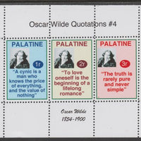 Palatine (Fantasy) Quotations by Oscar Wilde #4 perf deluxe glossy sheetlet containing 3 values each with a famous quotation,unmounted mint