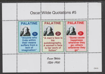 Palatine (Fantasy) Quotations by Oscar Wilde #5 perf deluxe glossy sheetlet containing 3 values each with a famous quotation,unmounted mint