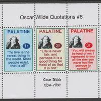 Palatine (Fantasy) Quotations by Oscar Wilde #6 perf deluxe glossy sheetlet containing 3 values each with a famous quotation,unmounted mint