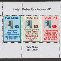 Palatine (Fantasy) Quotations by Helen Keller #2 perf deluxe glossy sheetlet containing 3 values each with a famous quotation,unmounted mint