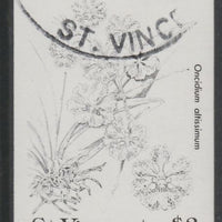 St Vincent 1985 Orchids $3 imperf proof in black only, fine used with part St Vincent cancellation, produced for a promotion. Ex Format International archives (as SG 853)