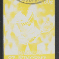 St Vincent - Grenadines 1988 International Tennis Players 50c Kevin Curran imperf proof in yellow only, fine used with part St Vincent Grenadines cancellation, produced for a promotion. Ex Format archives (as SG 583)