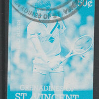 St Vincent - Grenadines 1988 International Tennis Players 50c Kevin Curran imperf proof in cyan only, fine used with part St Vincent Grenadines cancellation, produced for a promotion. Ex Format archives (as SG 583)