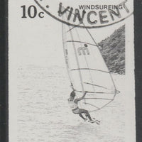 St Vincent 1988 Tourism 10c Windsurfing imperf proof in black only, fine used with part St Vincent cancellation, produced for a promotion. Ex Format International archives (as SG 1133)