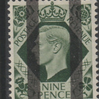 Great Britain 1937-47 KG6 9d deep olive-green overprinted with Post Office Training School Bars, as SG 473