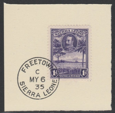 Sierra Leone 1932 KG5 Pictorial 1d violet SG 156 on piece with full strike of Madame Joseph forged postmark type 393