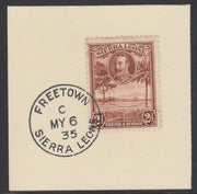 Sierra Leone 1932 KG5 Pictorial 2d brown SG 158 on piece with full strike of Madame Joseph forged postmark type 393