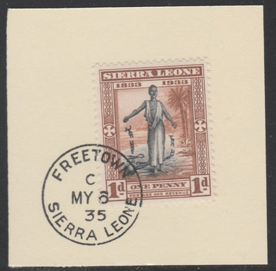 Sierra Leone 1933 Centenary of Abolition of Slavery 1d SG 169 on piece with full strike of Madame Joseph forged postmark type 393