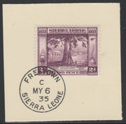 Sierra Leone 1933 Centenary of Abolition of Slavery 2d SG 171 on piece with full strike of Madame Joseph forged postmark type 393