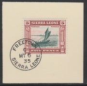 Sierra Leone 1933 Centenary of Abolition of Slavery 5d SG 174 on piece with full strike of Madame Joseph forged postmark type 393