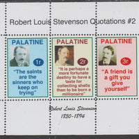 Palatine (Fantasy) Quotations by Robert Louis Stevenson #2 perf deluxe glossy sheetlet containing 3 values each with a famous quotation,unmounted mint