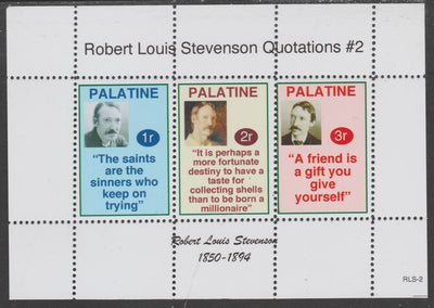 Palatine (Fantasy) Quotations by Robert Louis Stevenson #2 perf deluxe glossy sheetlet containing 3 values each with a famous quotation,unmounted mint