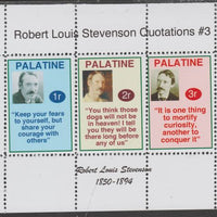 Palatine (Fantasy) Quotations by Robert Louis Stevenson #3 perf deluxe glossy sheetlet containing 3 values each with a famous quotation,unmounted mint